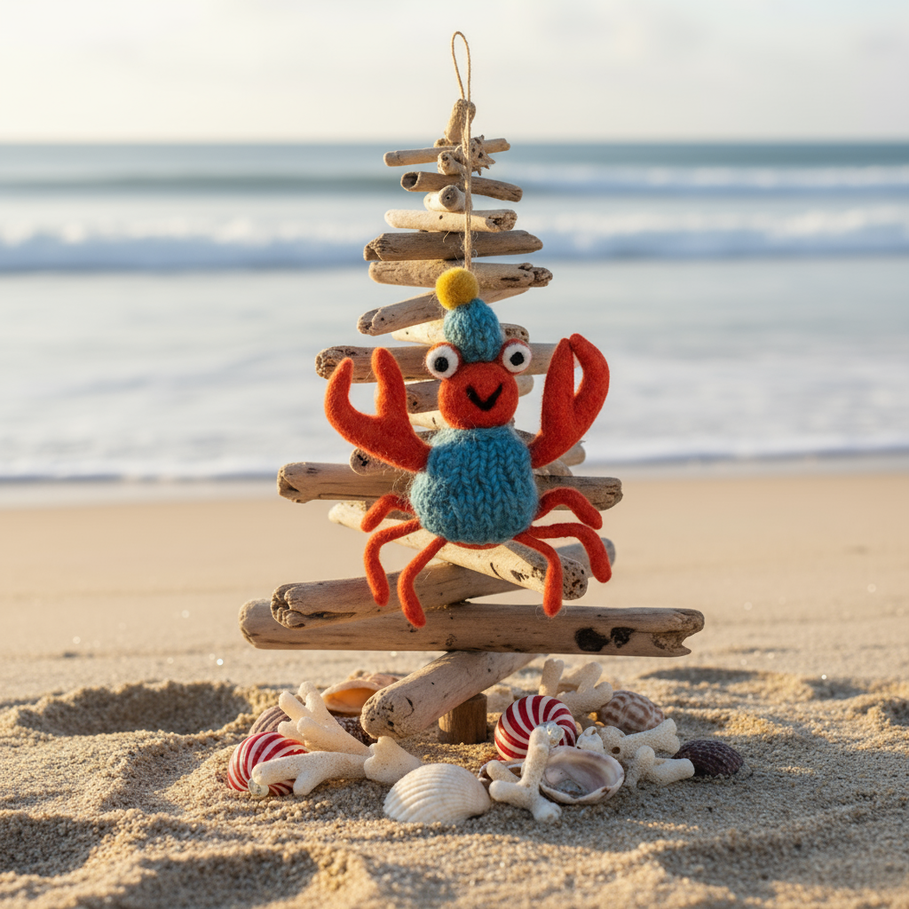 Handmade Felt Sammy Snow crab Ornament