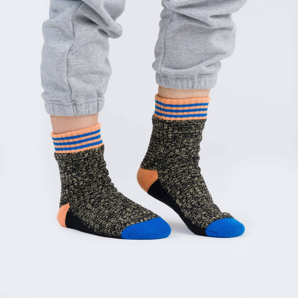 Varsity Knit House Socks: Black (L/XL)
