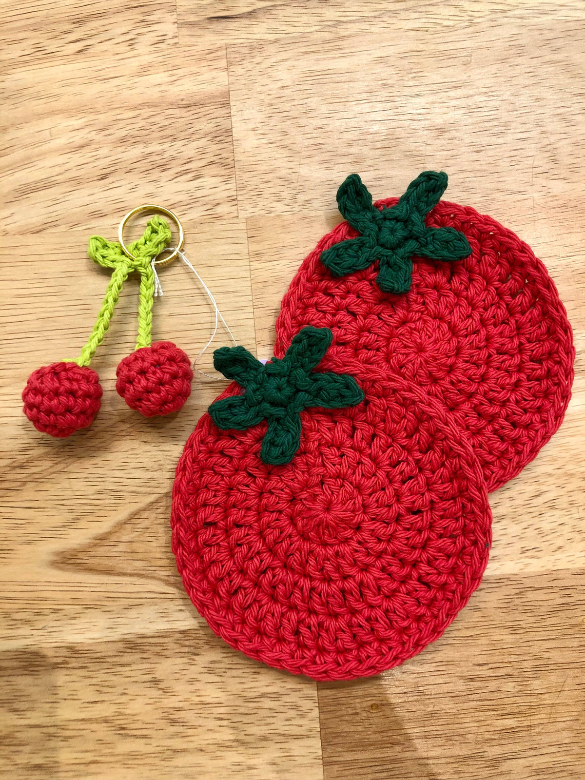 Crochet Tomato Cotton Coaster Set