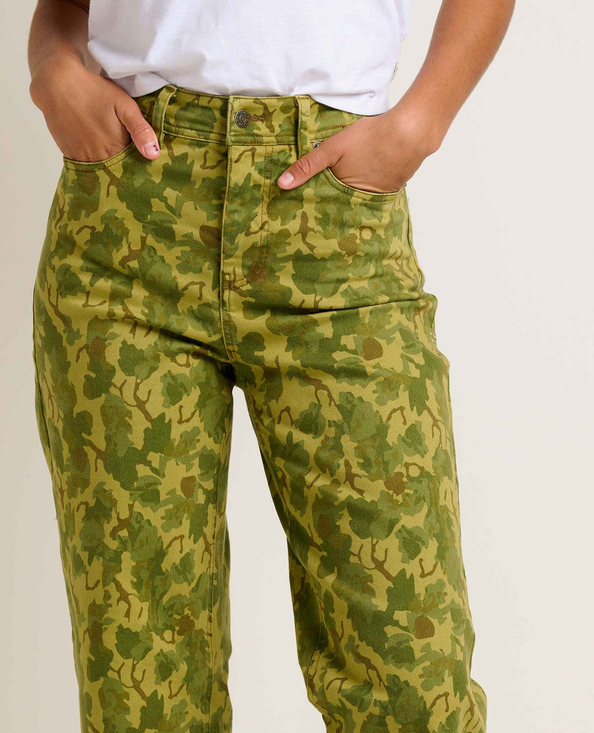 W&#39;s Balsam Wide Leg Utility Pant-Green Olive Leaf Print