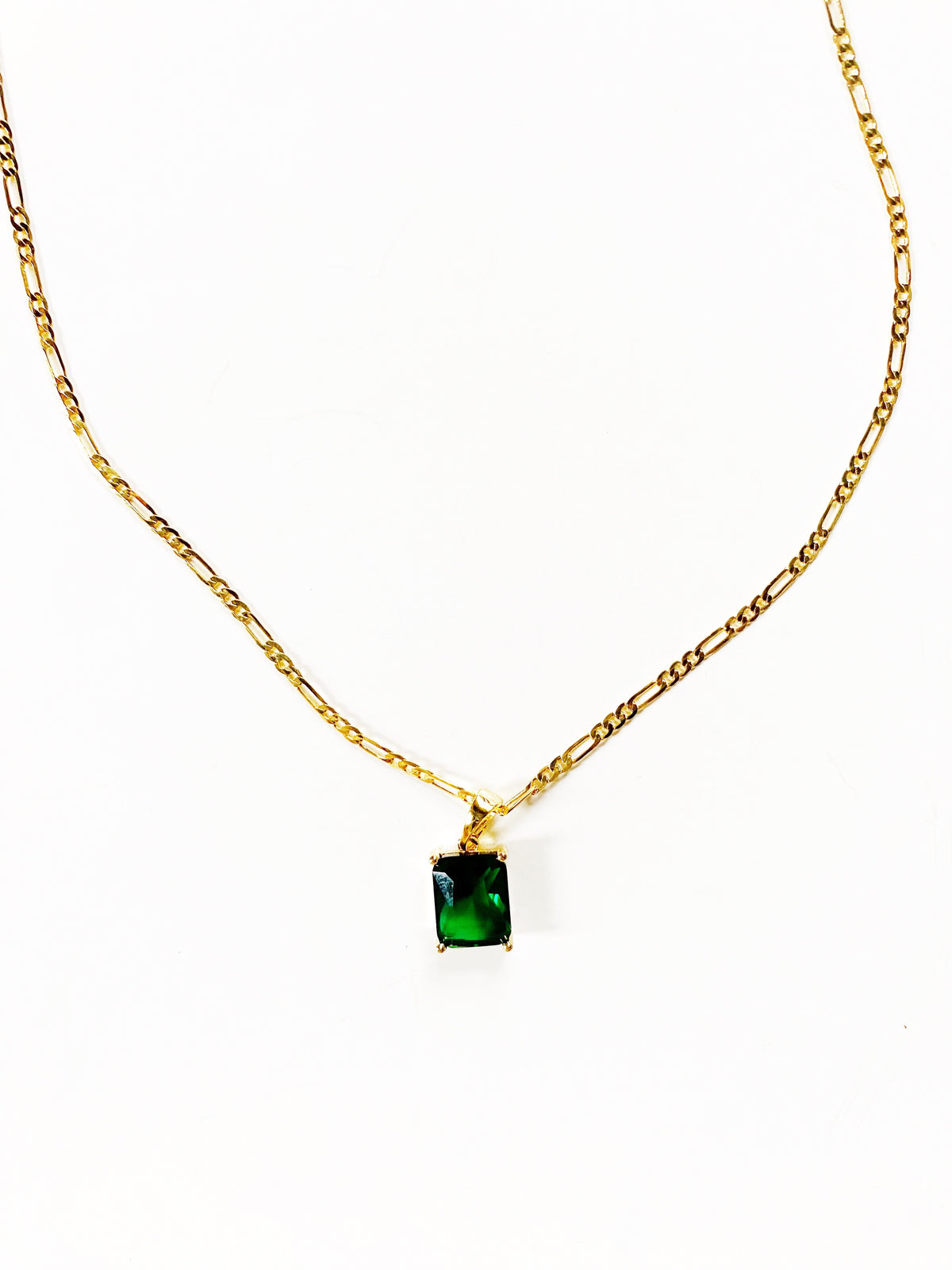 Emerald Stone Gold Filled necklace Gemstone Charm