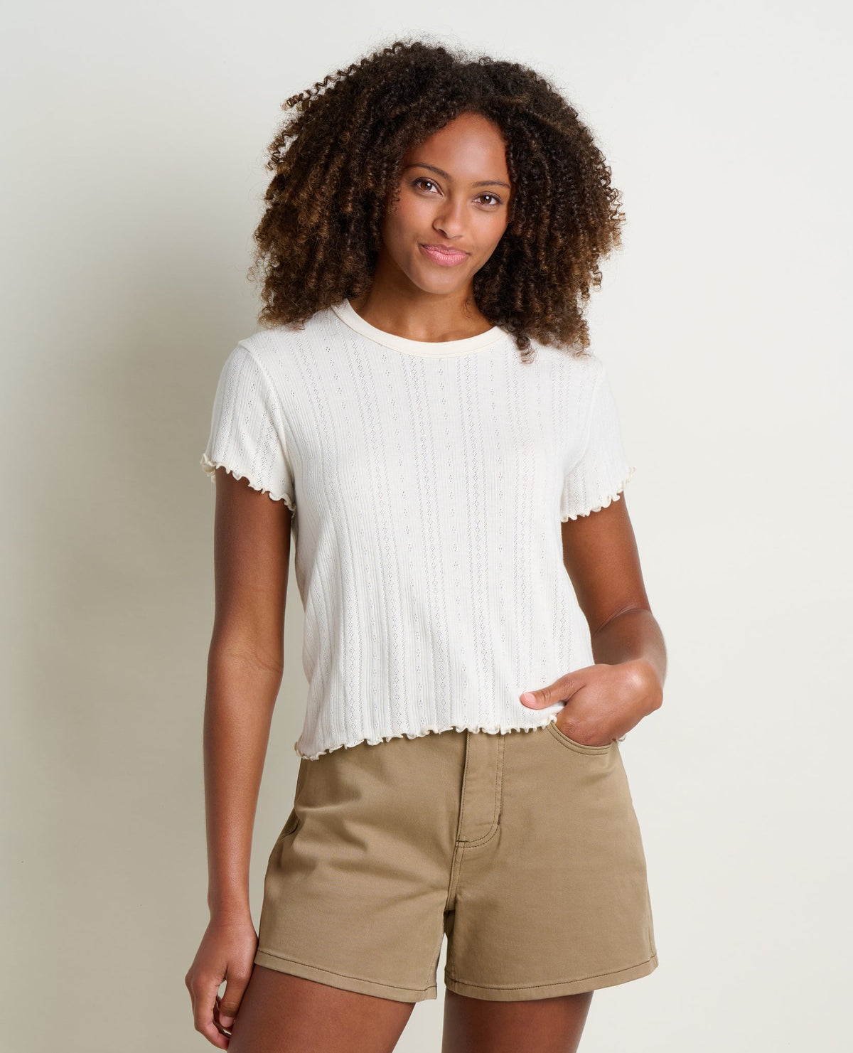 W’s Foothill Pointelle Baby Tee - Salt (S26)