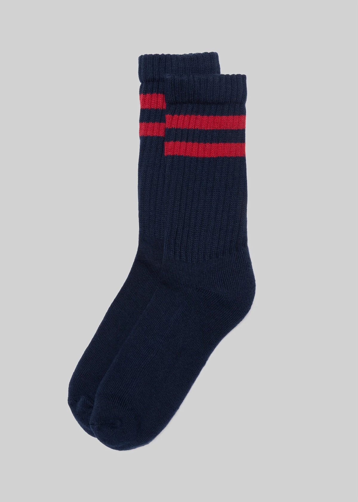 The Retro Double Stripe Crew - Navy (Red Stripe)