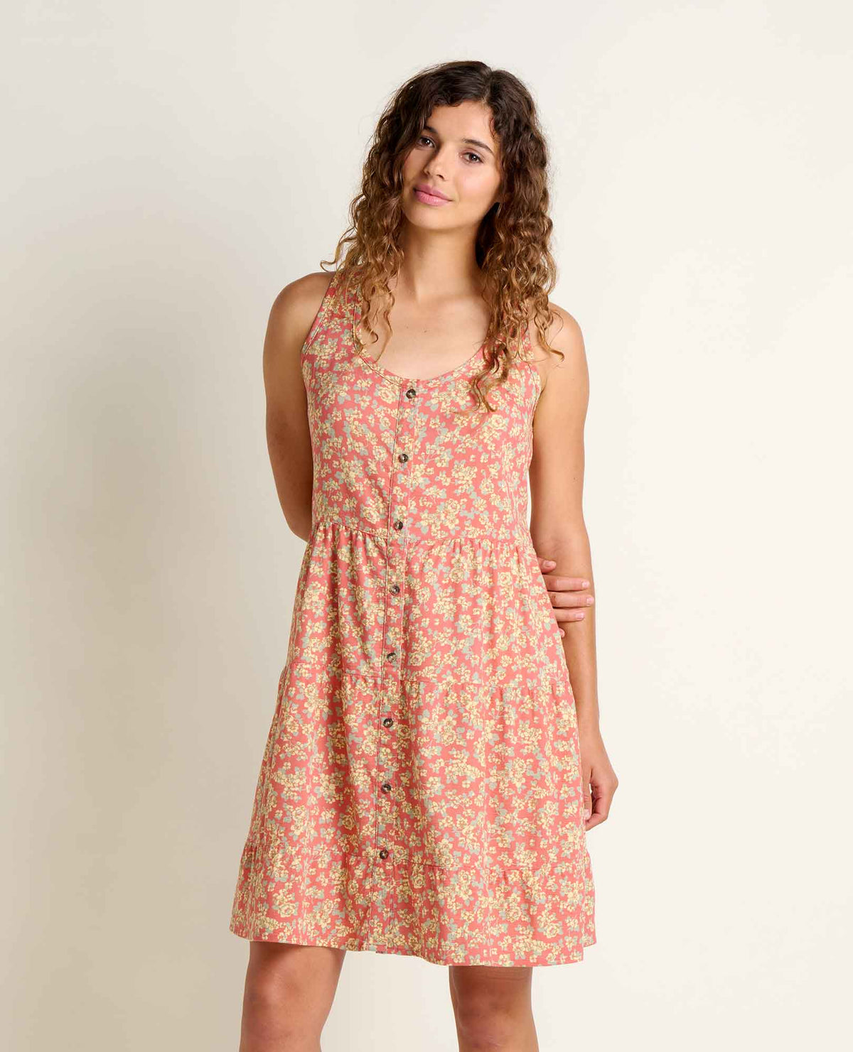 Manzana Tiered Tank Dress - Dusty Cedar Print (S26)
