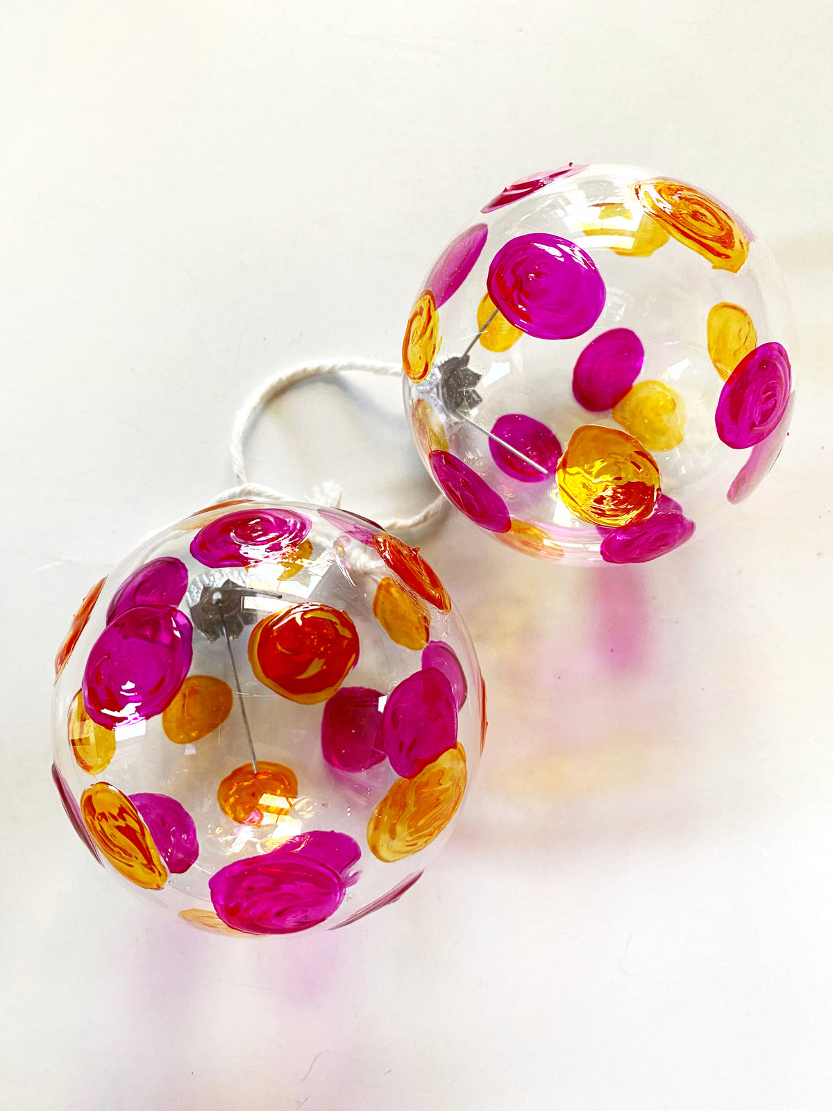 Spot Ornament 8cm Pink &amp; Orange