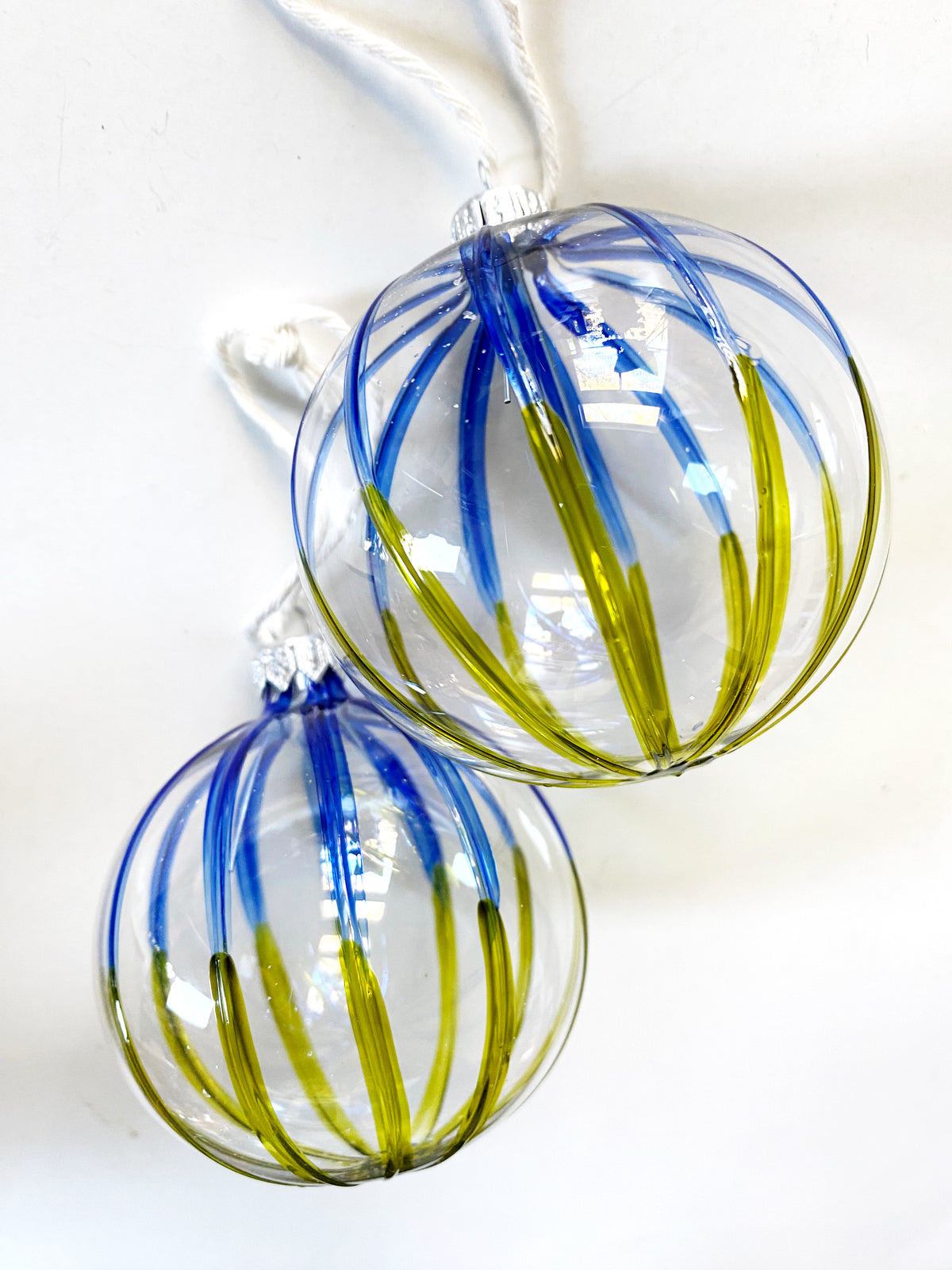 Stripe Ornament, 8cm Blue &amp; Green