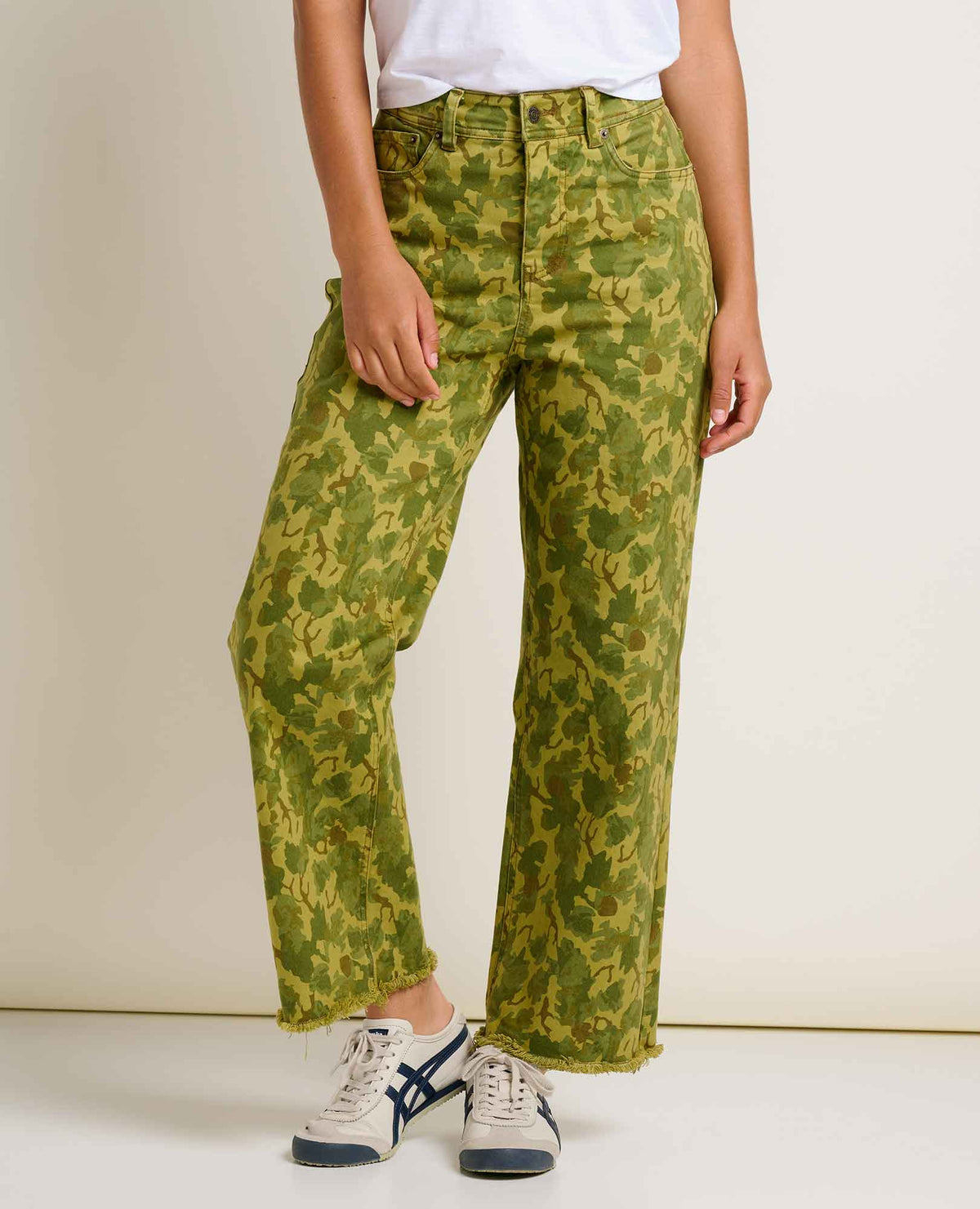 W&#39;s Balsam Wide Leg Utility Pant-Green Olive Leaf Print