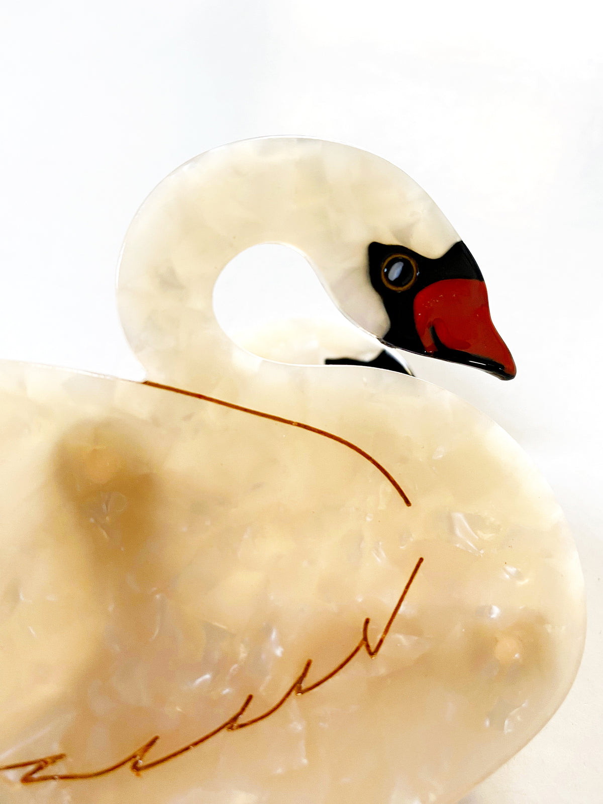 Hand-painted Swan Bird Claw Hair Clip - White
