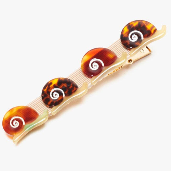Escargot Snail Neutral Pattern Acetate Alligator Hair Clip