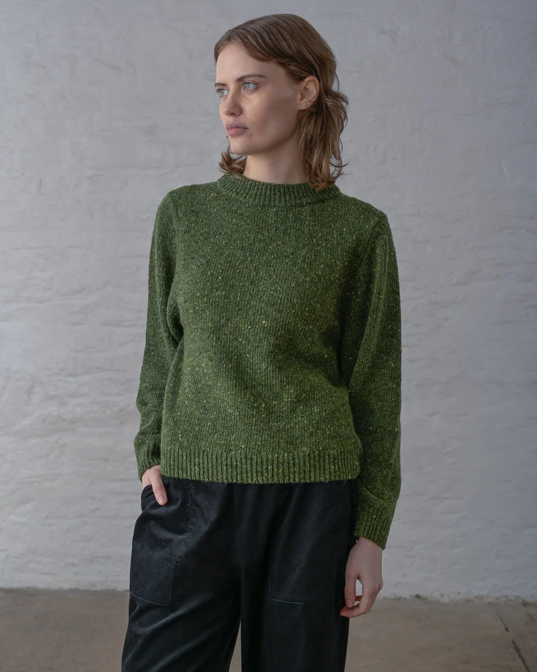 Lou Relaxed Jumper - Olive Melange