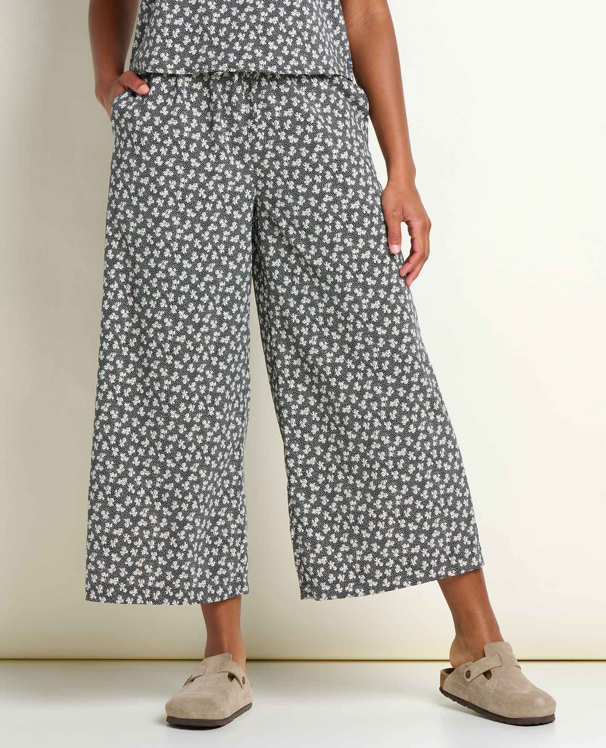 Sunkissed Wide Leg Crop Pant  - Black & Salt Print (S26)