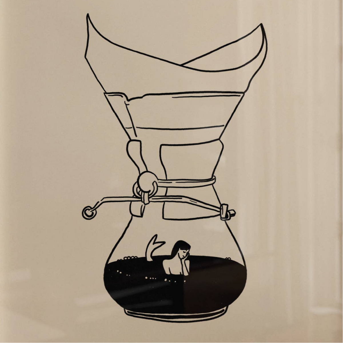 Pour Over Coffee &amp; Mermaid Minimal Art Print: 8x10