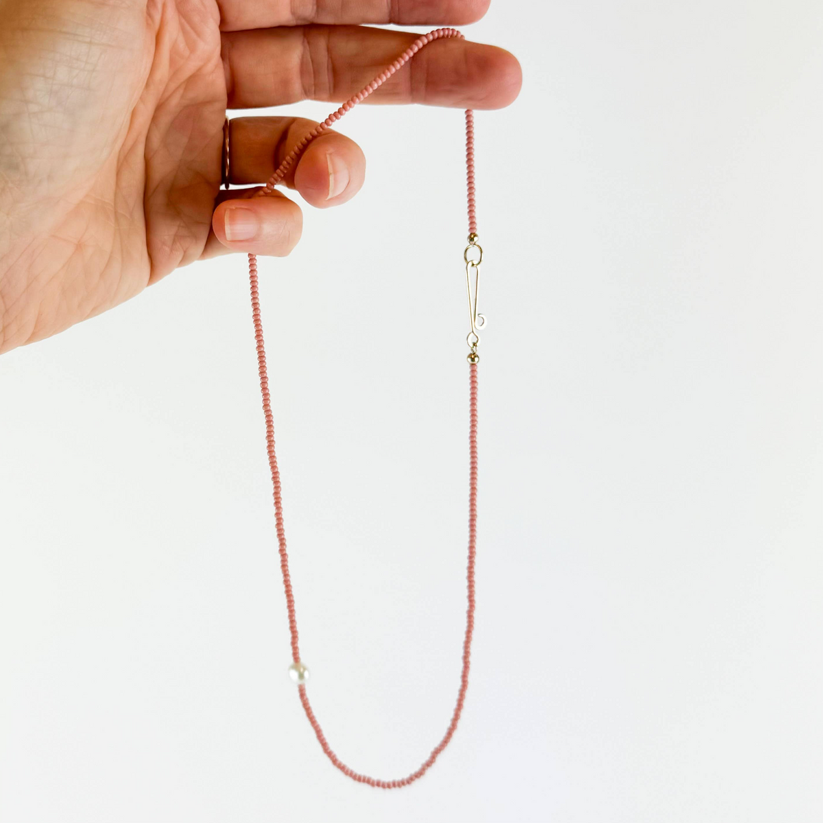 The Khadi Necklace - Pink Terra Cotta: 15&quot; / Gold Filled
