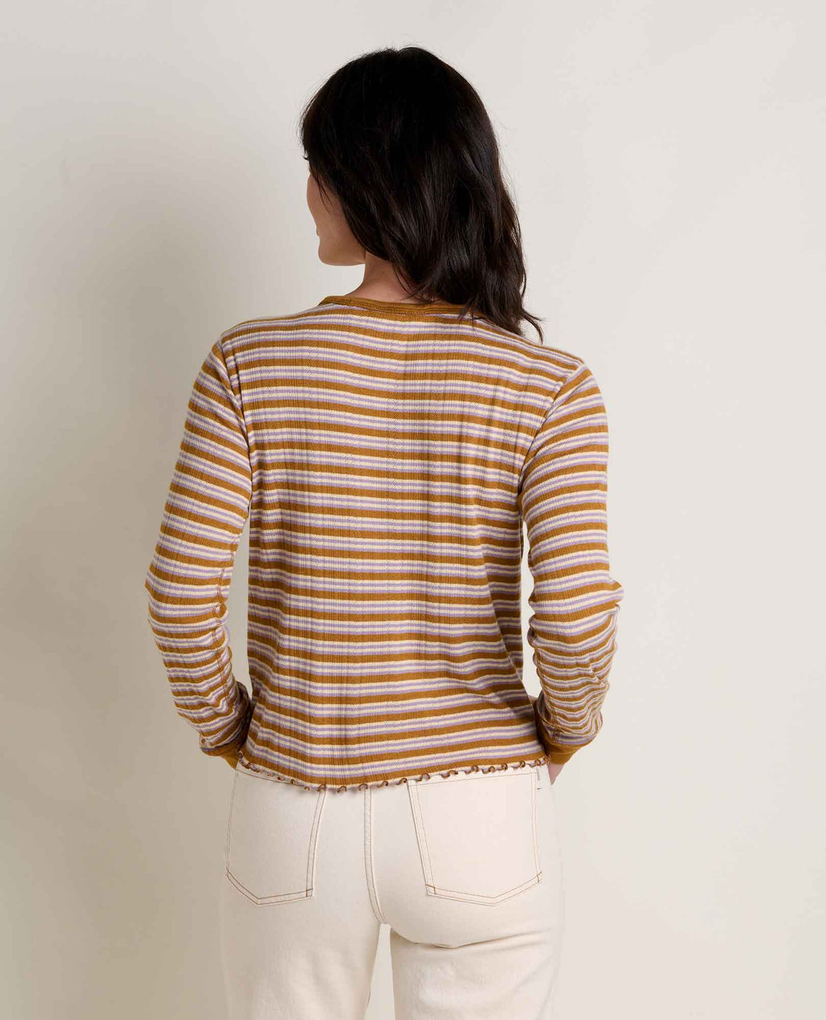 W’s Foothill Pointelle LS Crew - Kelp Stripe