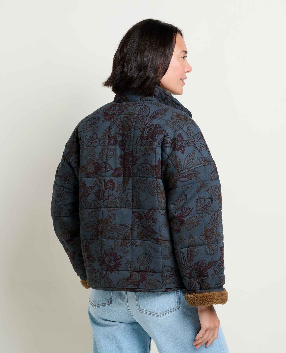 Manzana Quilted Sherpa Jacket - Midnight Floral Print (F26)