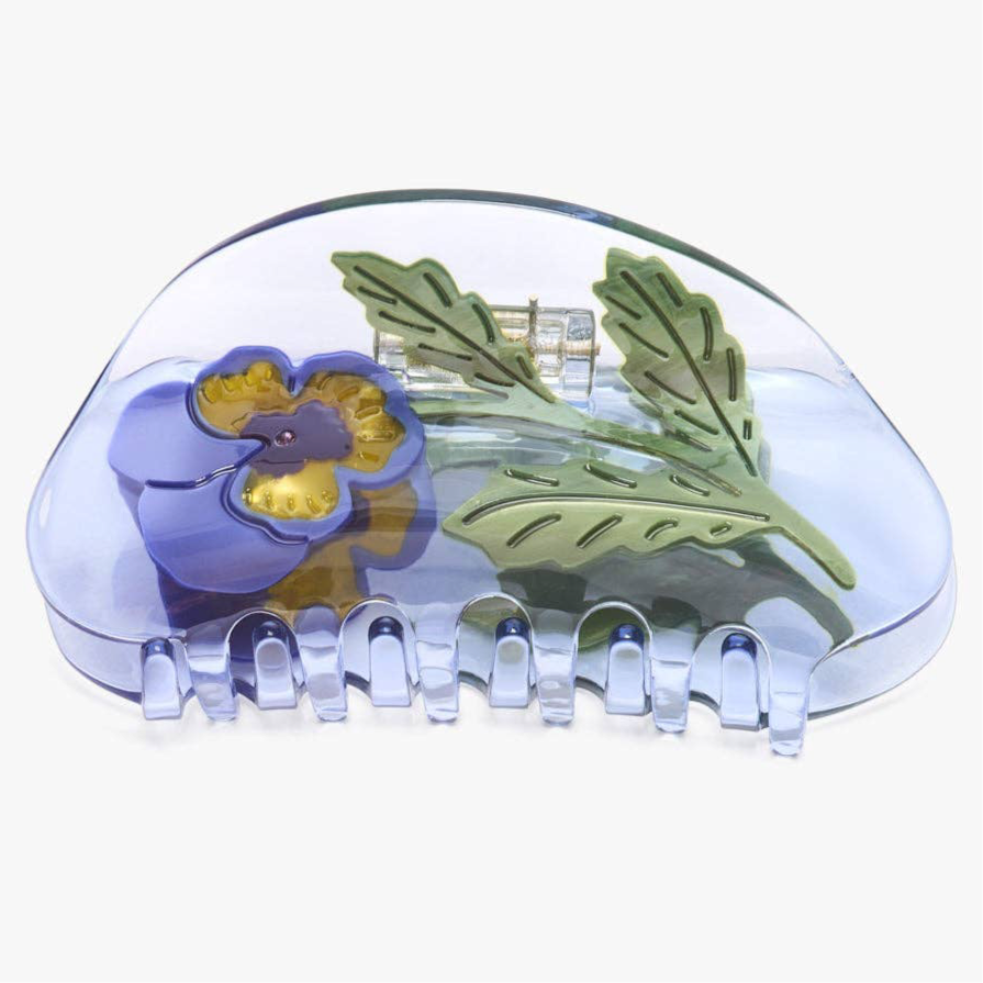 Viola Violet Pansy Flower Purple Acetate Hair Claw Clip