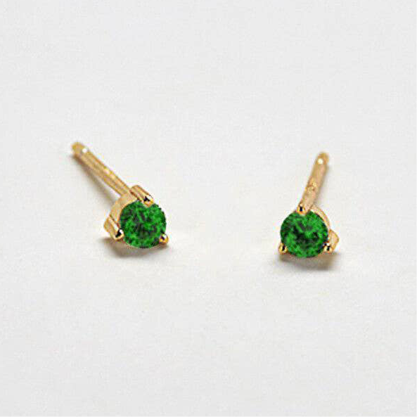 Green CZ Round Stud SINGLE