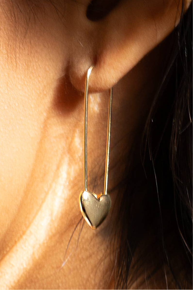 Lita Safety Pin Hoops - 18K Gold Plated- sold SINGLE