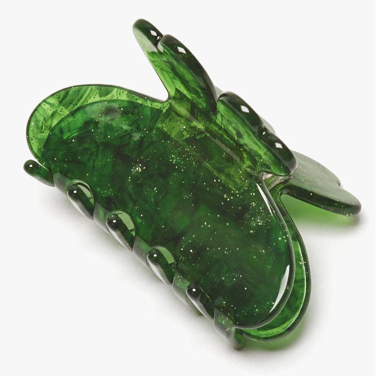 Lucky Four Leaf Clover Green Sparkle Acetate Hair Claw Clip