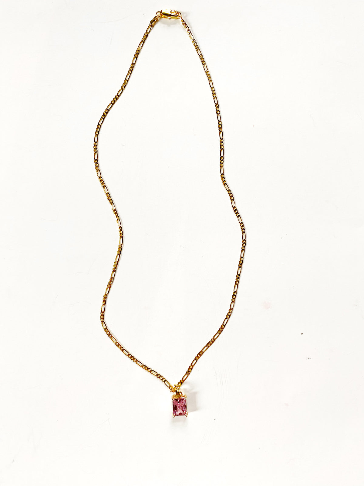 Rosa Pink Stone Gold Filled Necklace Gemstone Charm