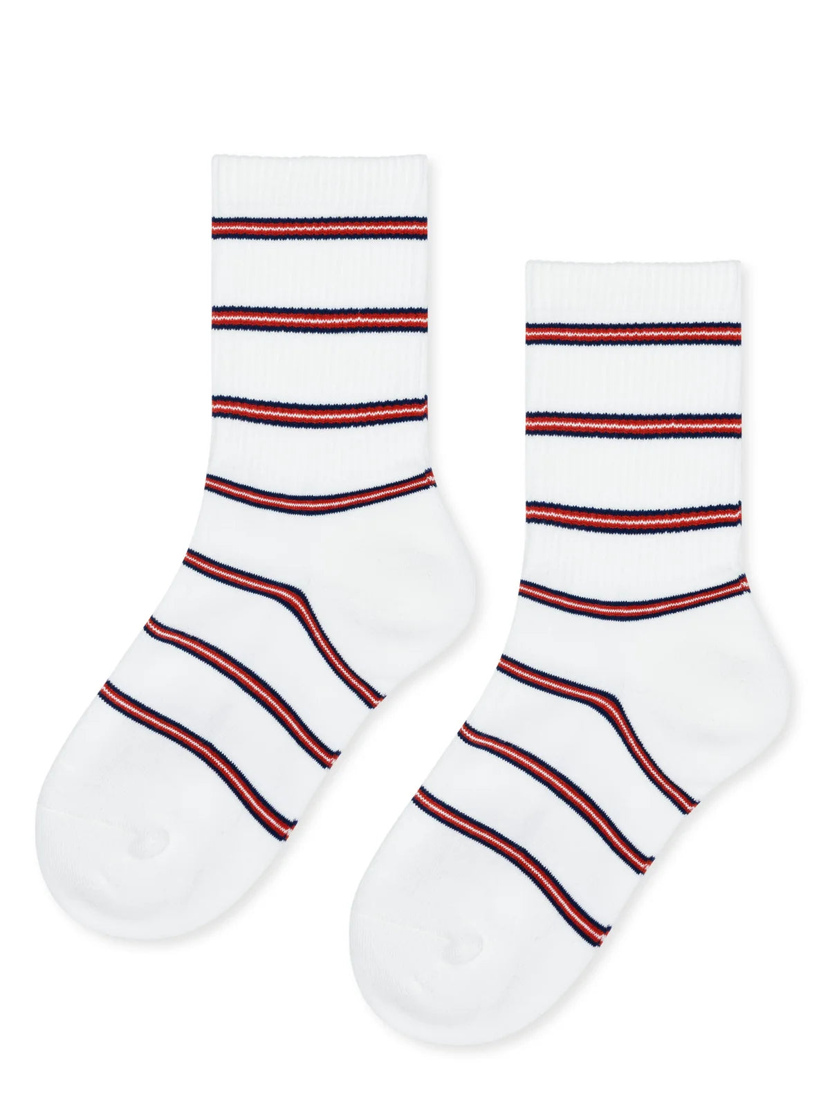 Pencil Stripe Sporty Crew - White