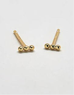 Gold Vermeil Mini Bead Bar Stud - SINGLE