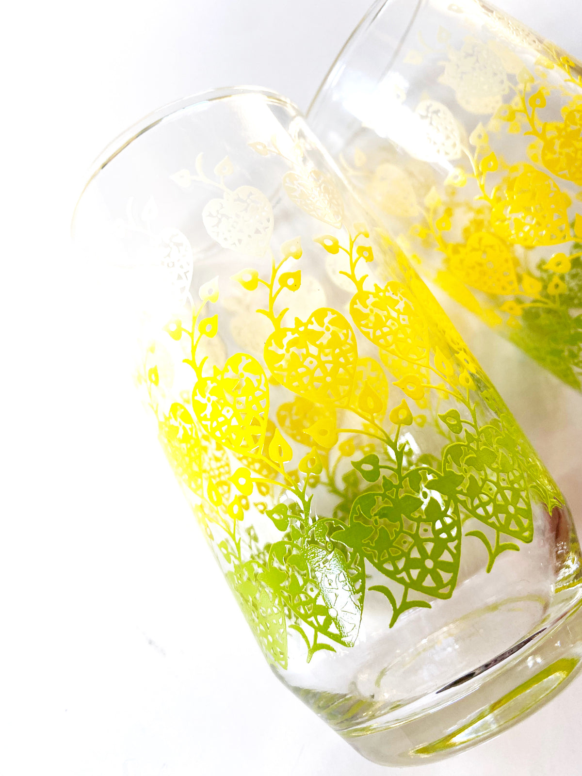 Yellow and Green Tall Glasses Set of 2