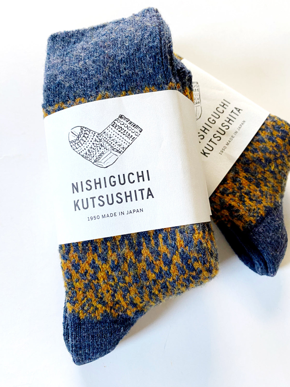 Wool Jacquard Socks Navy