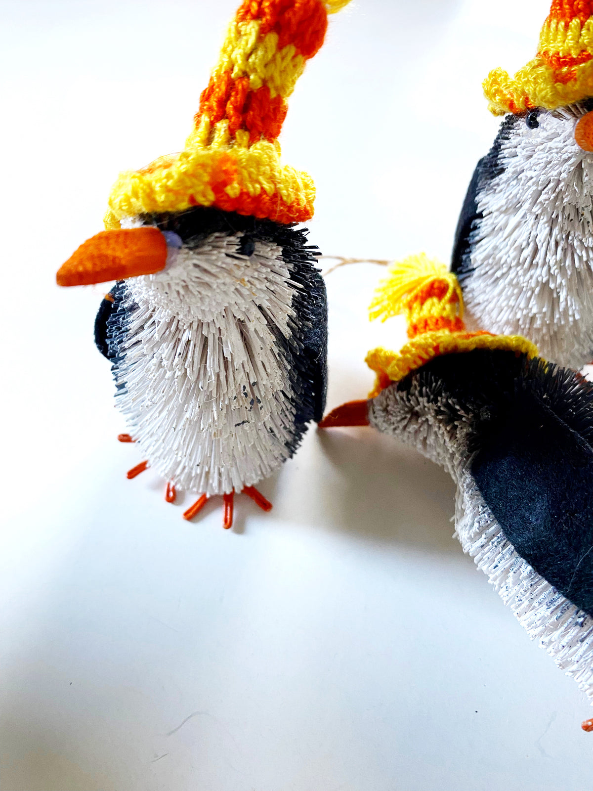 Bristle Penguin Ornament Decoration, 10cm