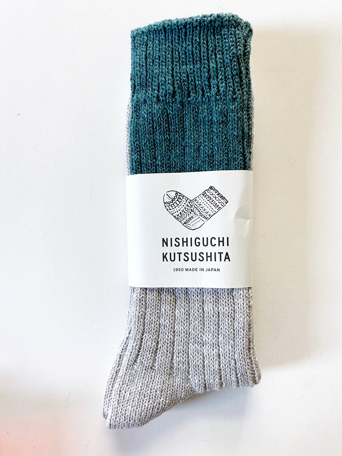 Wool Cotton Slab Socks Jungle Green
