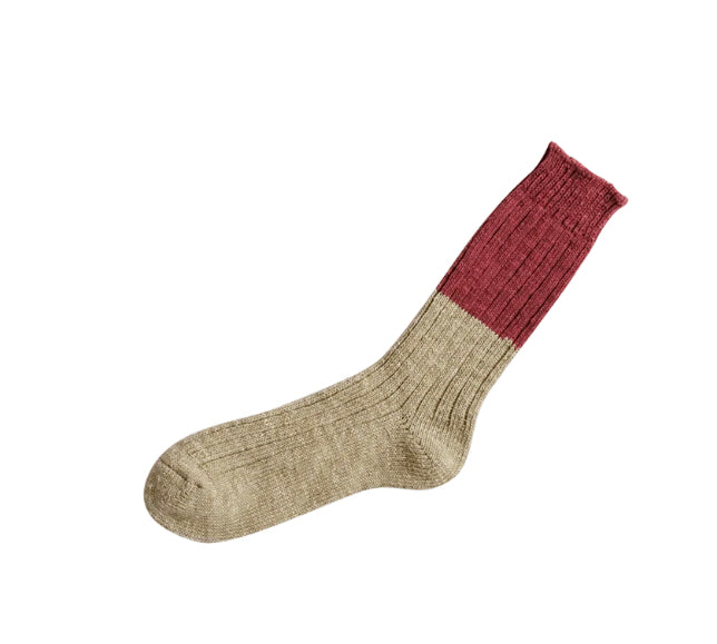 Wool Cotton Slab Socks Red