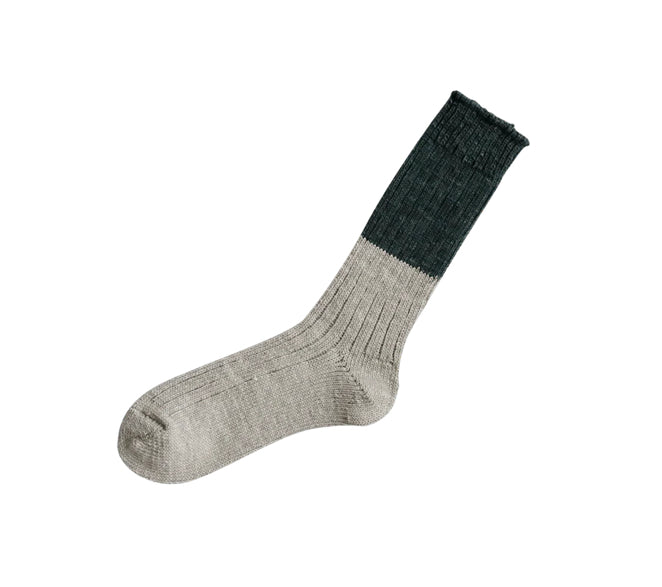 Wool Cotton Slab Socks Jungle Green