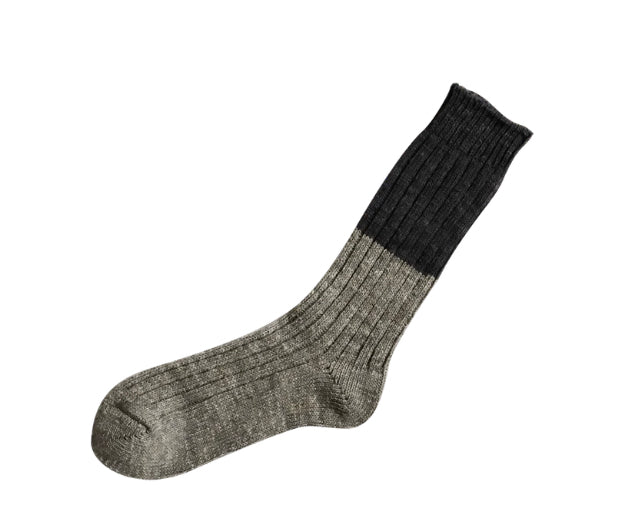 Wool Cotton Slab Socks Charcoal