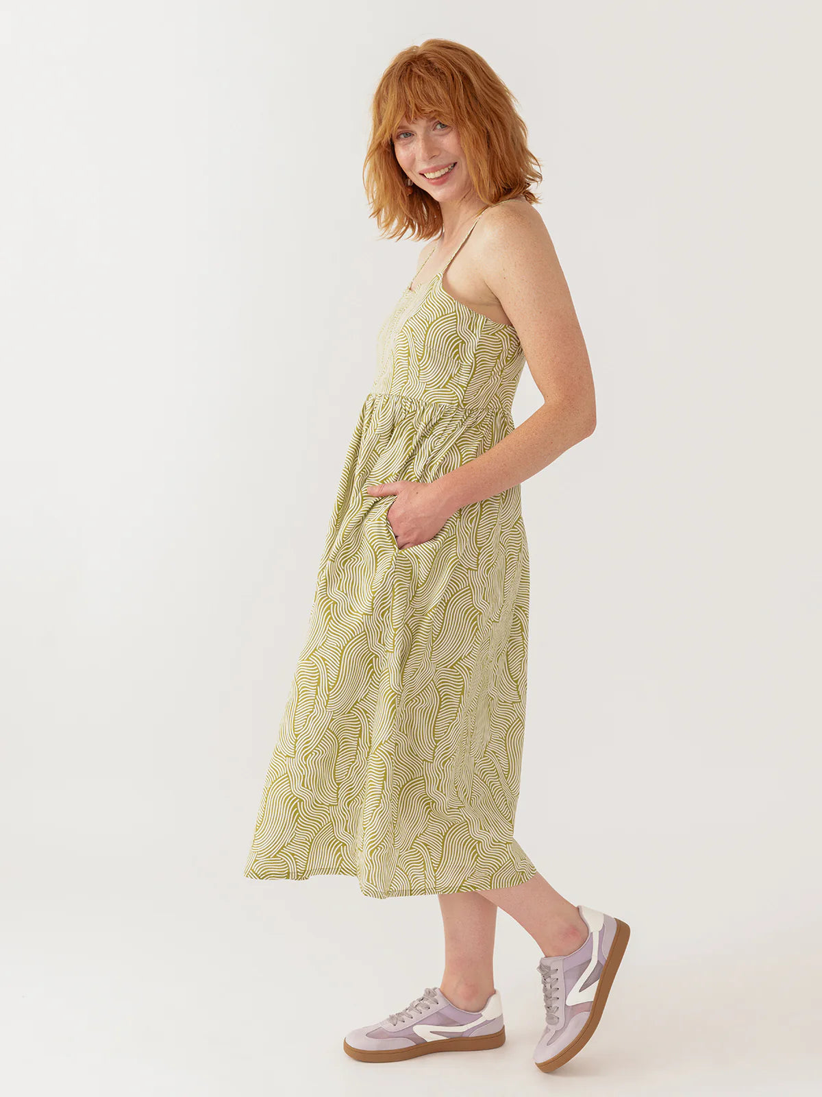 Sofia Midi Dress Waves Green
