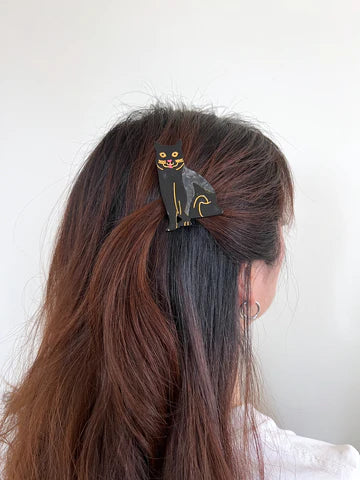 Black Cat Barrette Hair Clip