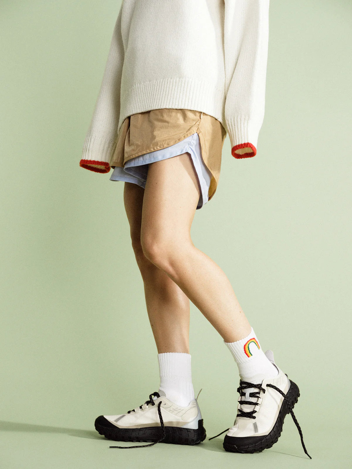 Rainbow Sporty Crew - White