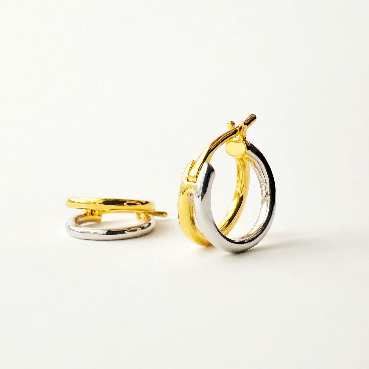 Sonia Two Tone Huggie Earrings