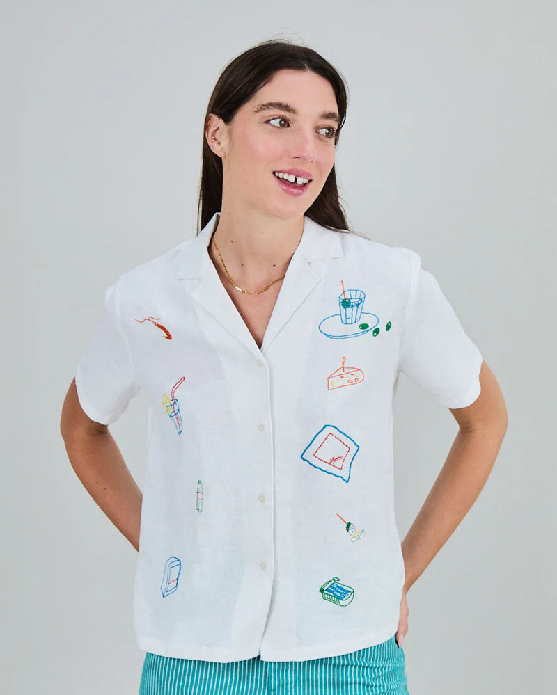 Embroidery Aloha Shirt White
