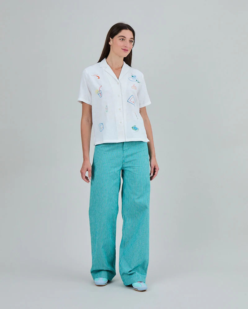 Embroidery Aloha Shirt White
