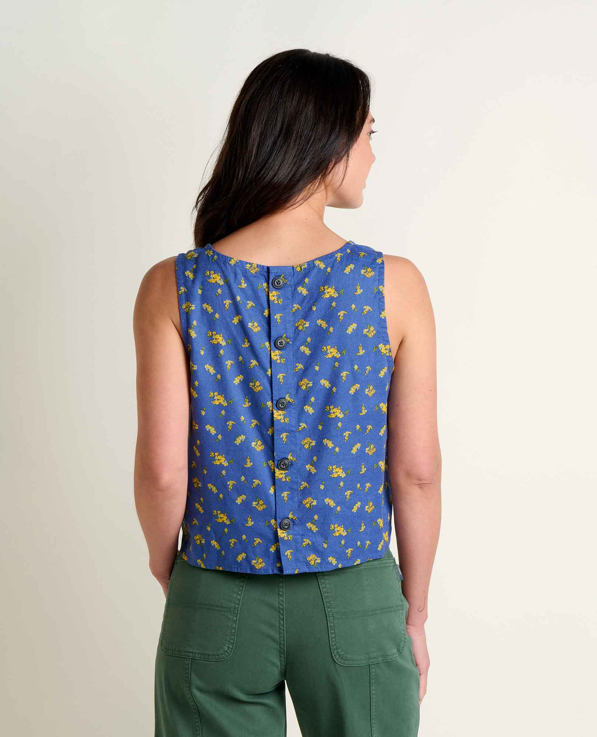 W’s Taj Hemp Button Back Tank - River Print (S26)