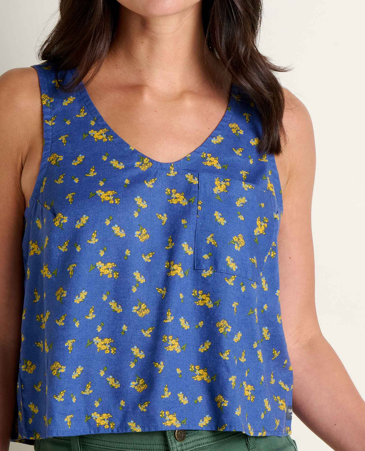 W’s Taj Hemp Button Back Tank - River Print (S26)