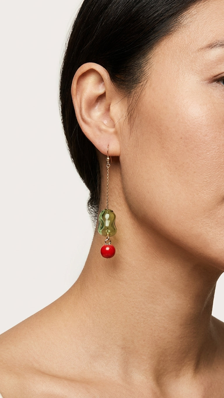 Tomato + Lampwork Earring