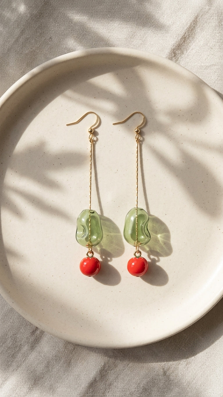 Tomato + Lampwork Earring