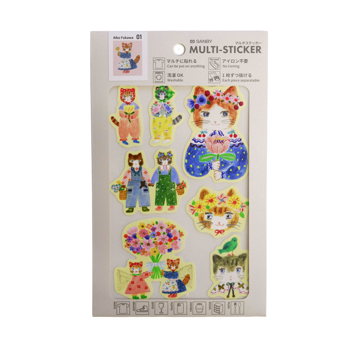Sanby Multi Sticker Aioko Fukawa Cats