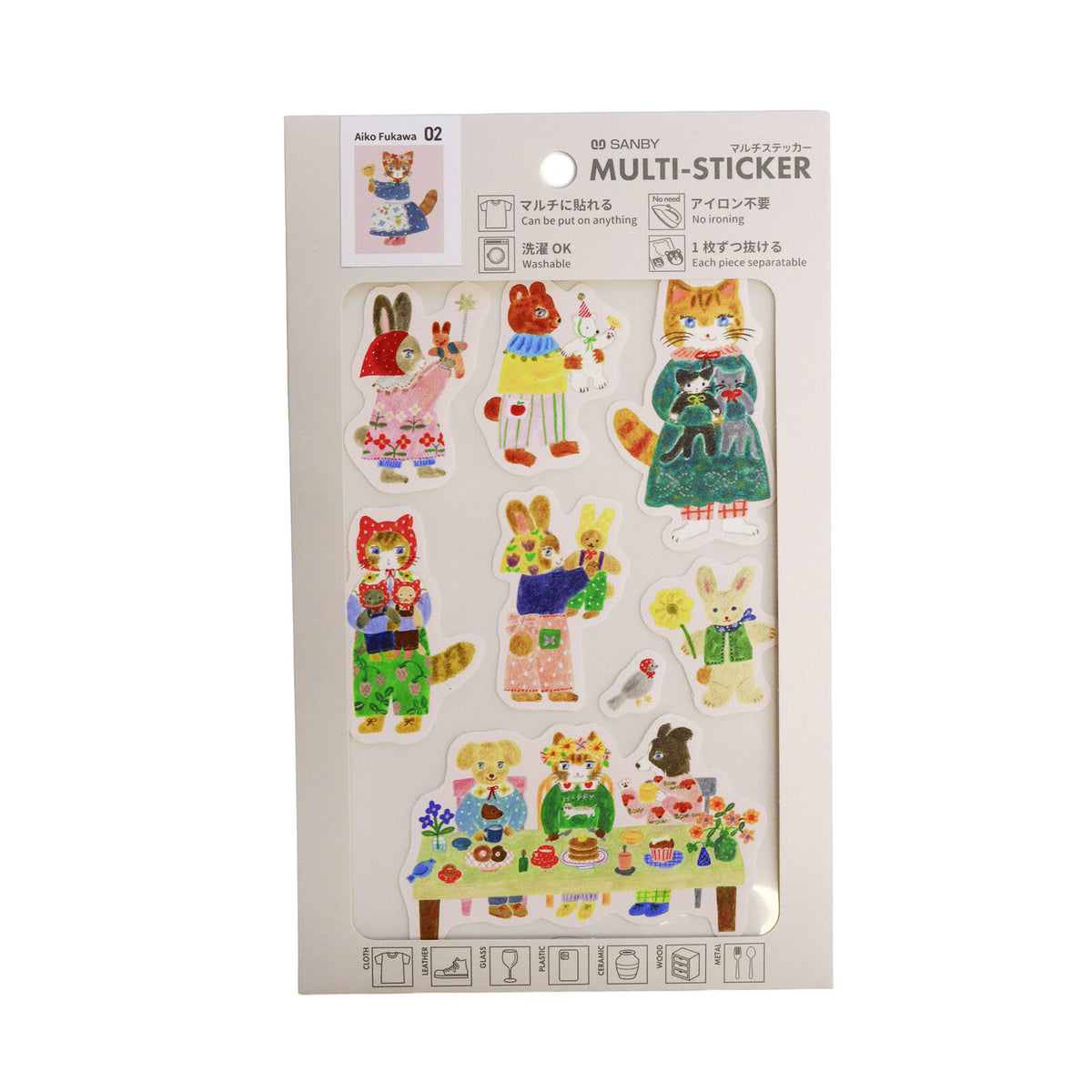 Sanby Multi Sticker Aioko Fukawa Cats Bunnies