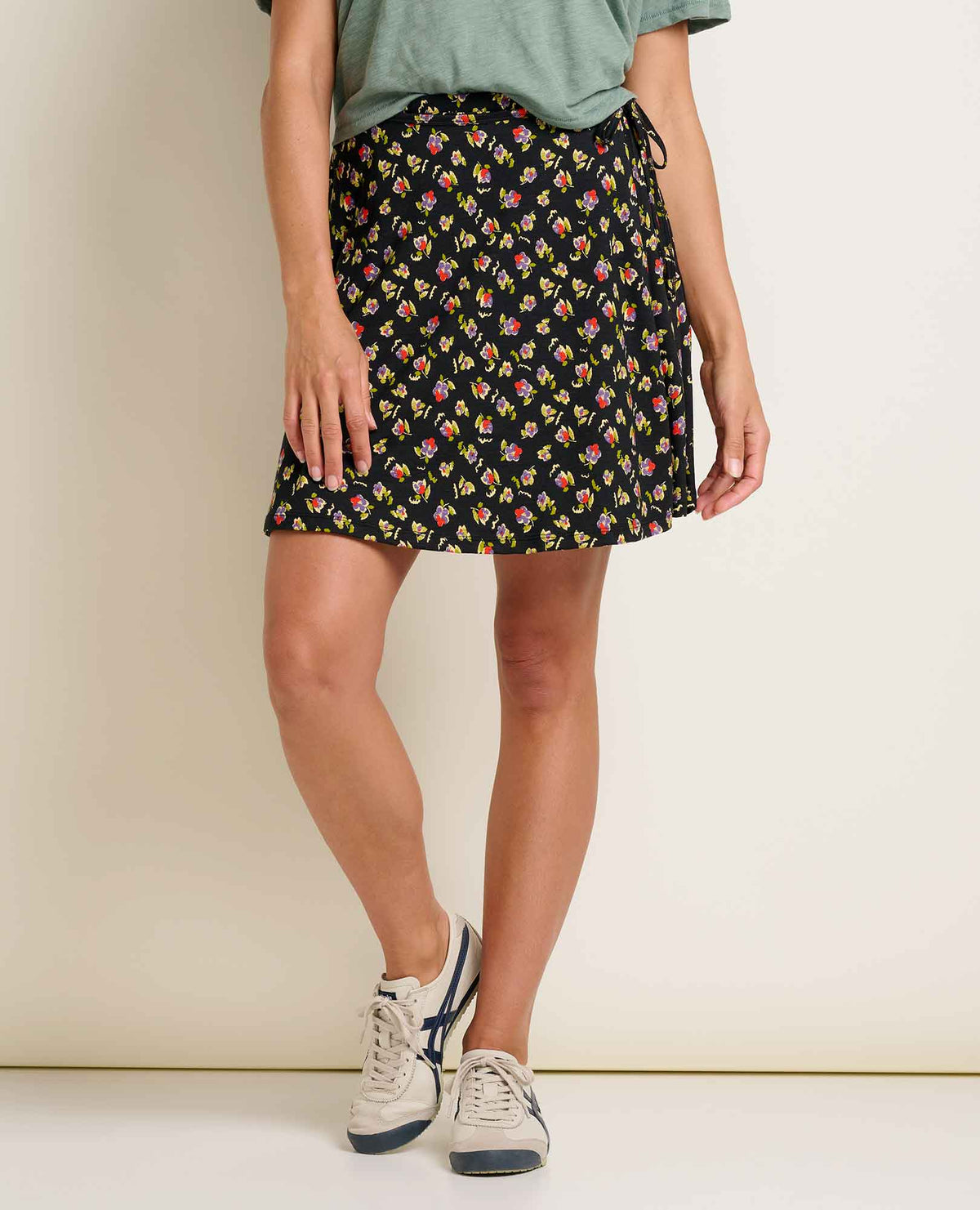 Freesia Wrap Skirt-Black Pansy Print