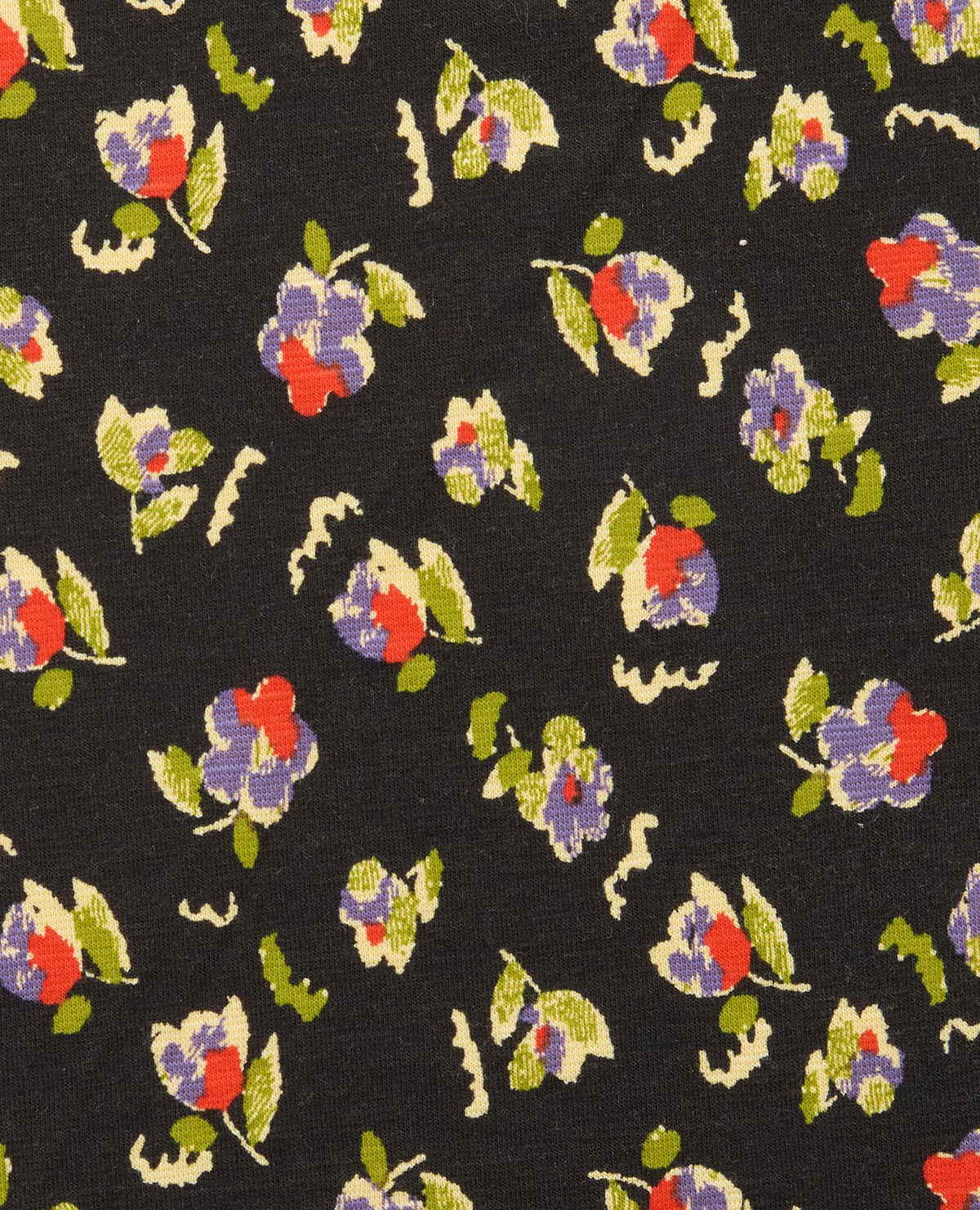 Freesia Wrap Skirt-Black Pansy Print