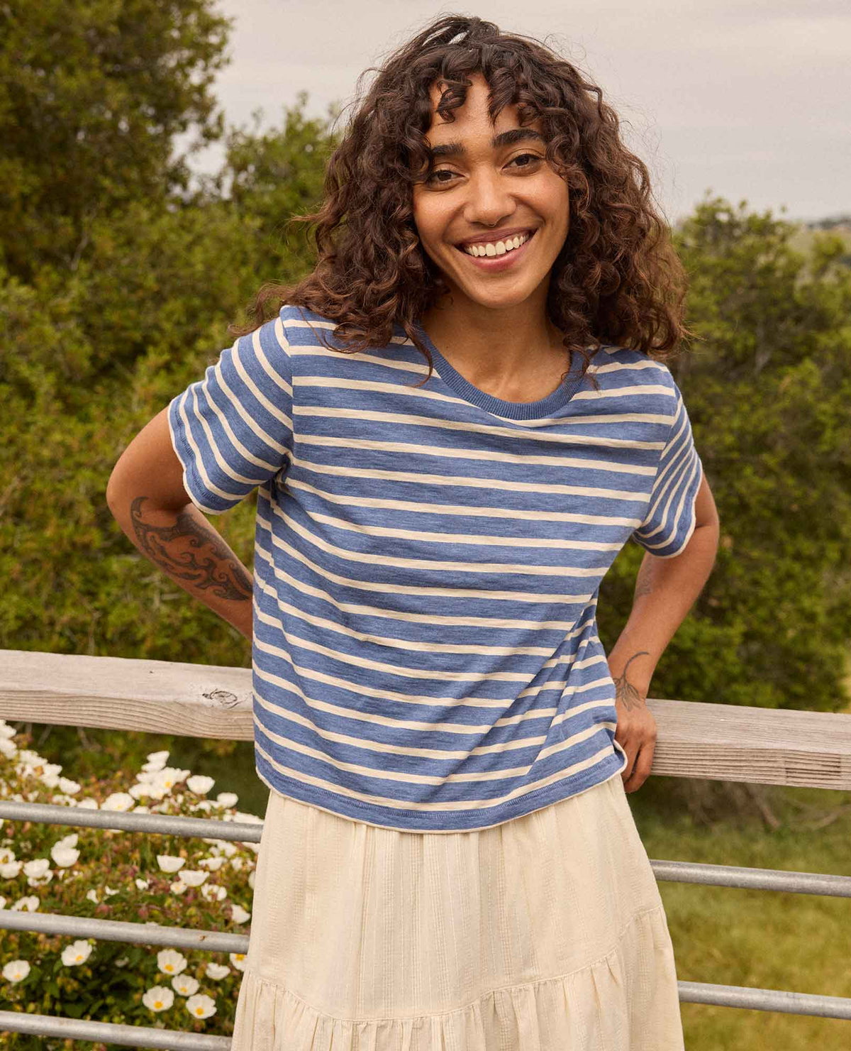 W&#39;s Boundless Jersey SS Crew-Kyanite Stripe