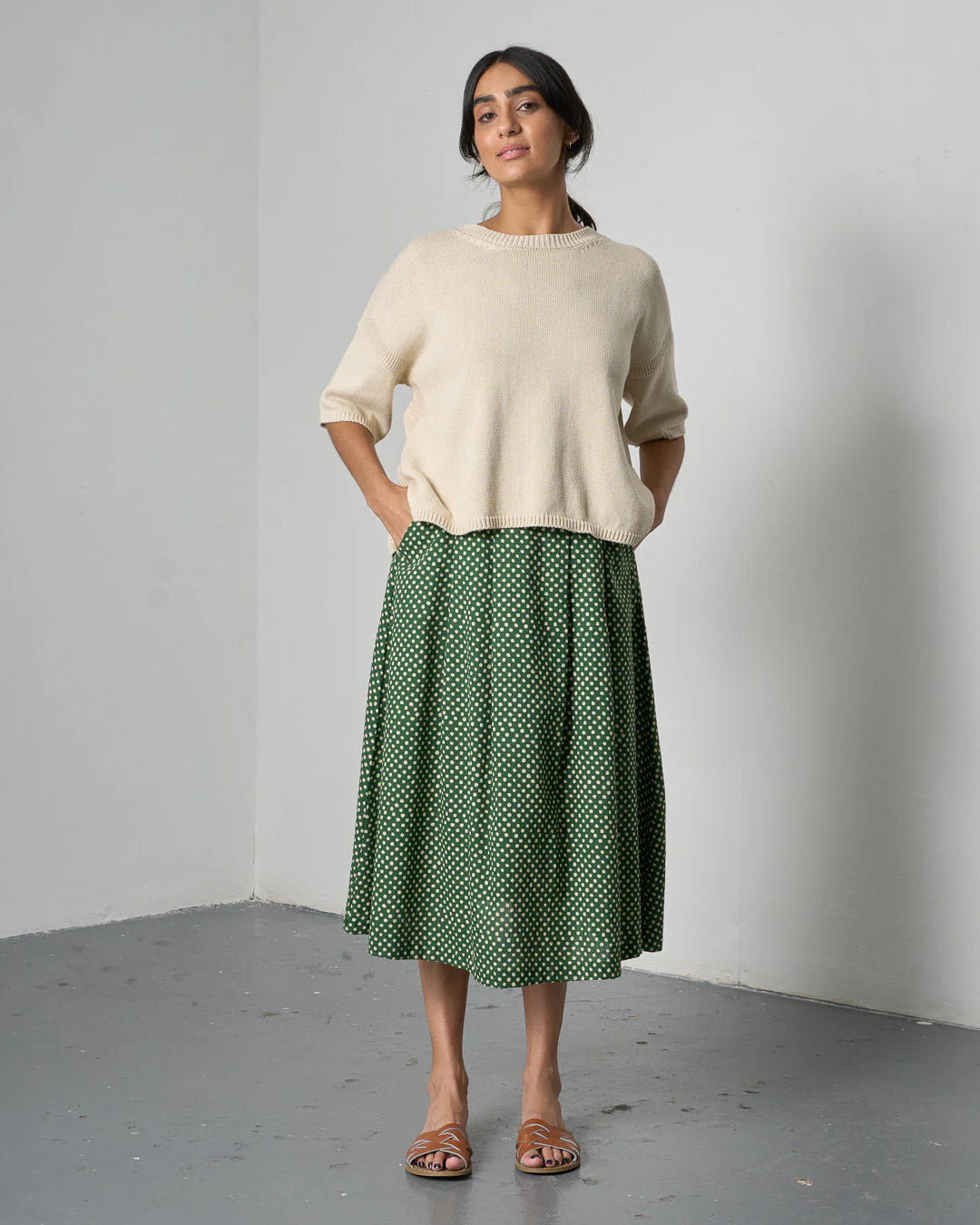 WANDER MIDI SKIRT Green Dot