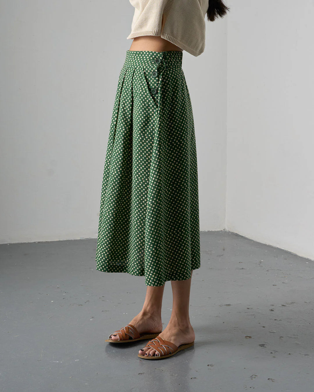WANDER MIDI SKIRT Green Dot